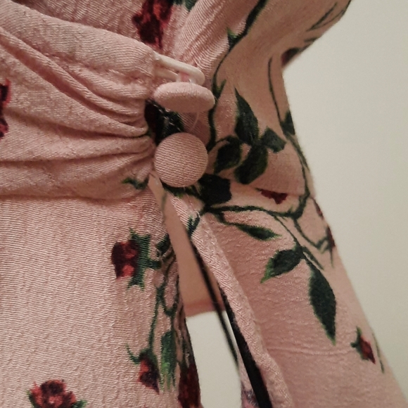 TopShop wrap front salmon pink floral blouse-sm - Picture 2 of 5